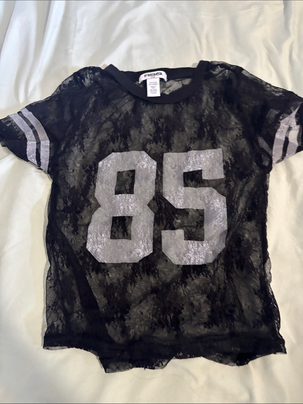 Black Lace' Sports Tee with Silver 85 Graphic